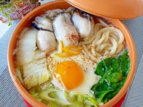 受験生のみんな頑張れ!「牡蠣の鍋焼きうどん」